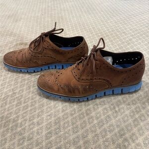 Cole Haan ZeroGrand 10M Brown Leather Oxfords with Blue Soles